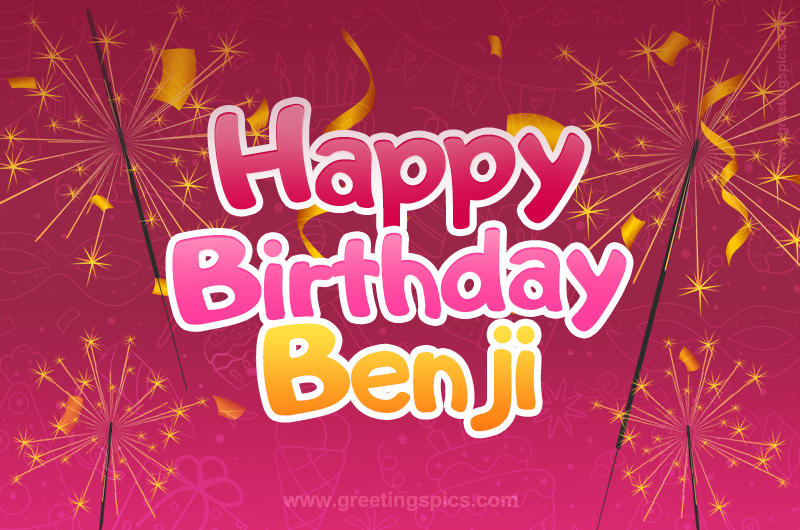 Happy Birthday Benji Image with sparklers