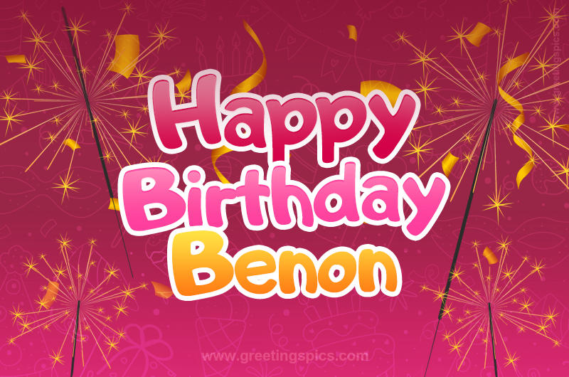 Happy Birthday Benon Image with sparklers