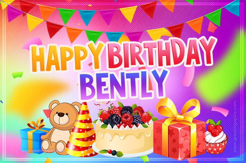 Bright card with Wishes for a Happy Birthday for Bently