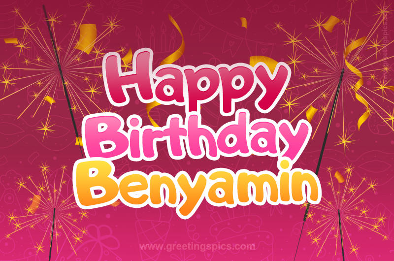 Happy Birthday Benyamin Image with sparklers