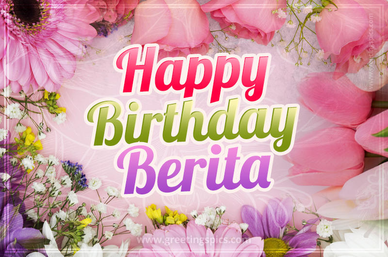 Happy Birthday Berita Picture with beautiful flowers