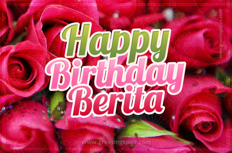 Happy Birthday Berita beautiful Image with red roses