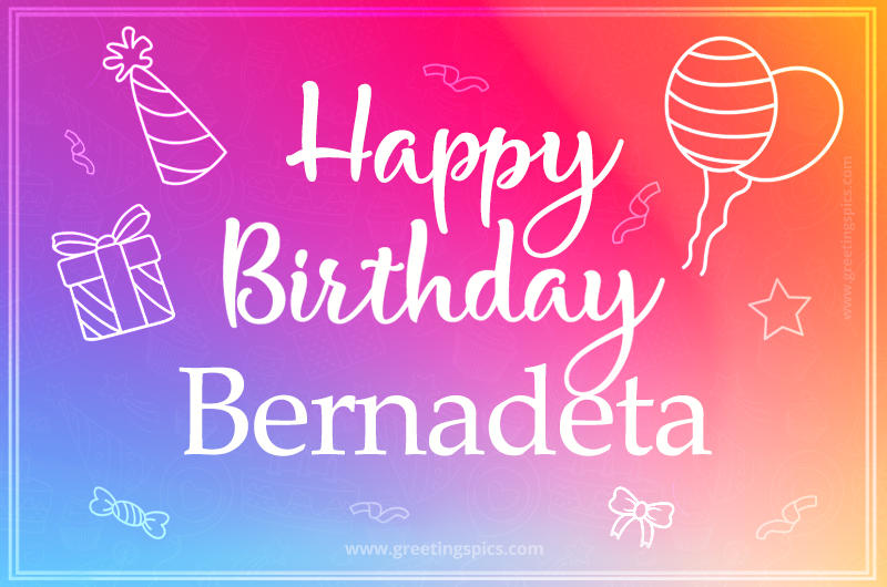 Colorful Happy Birthday Card For Bernadeta