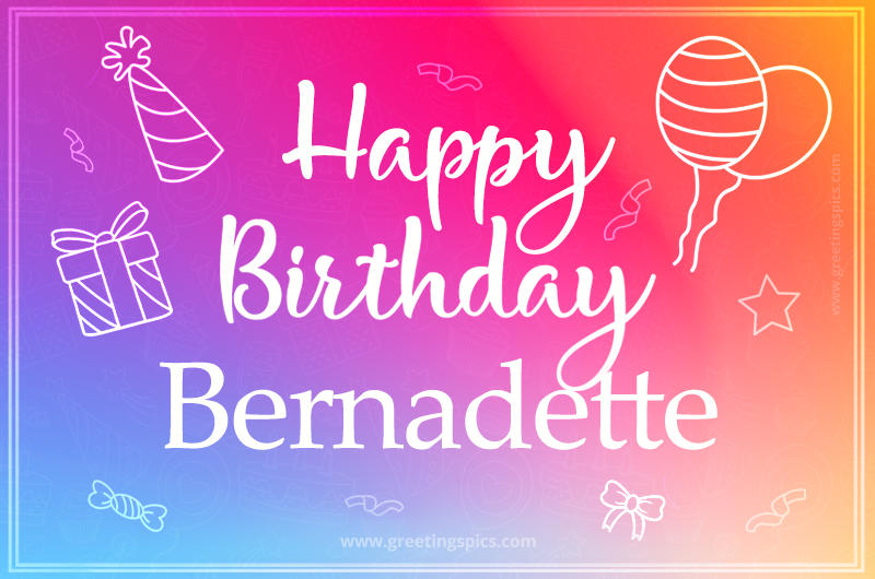 Colorful Happy Birthday Card For Bernadette