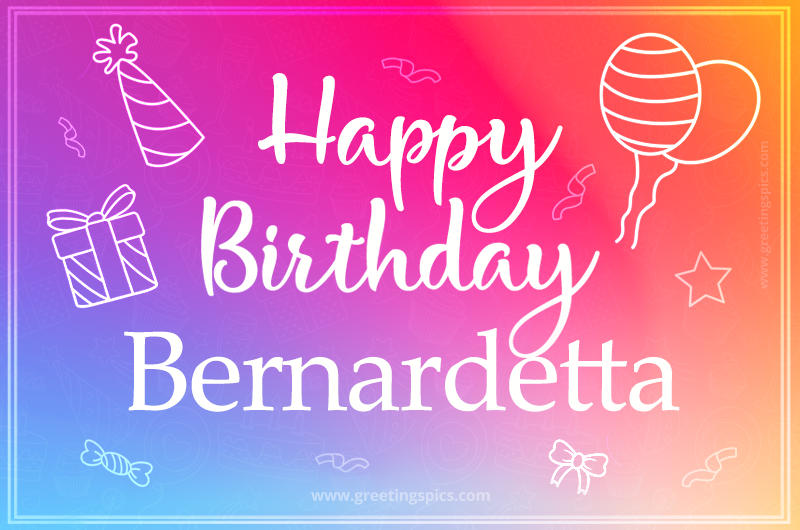 Colorful Happy Birthday Card For Bernardetta