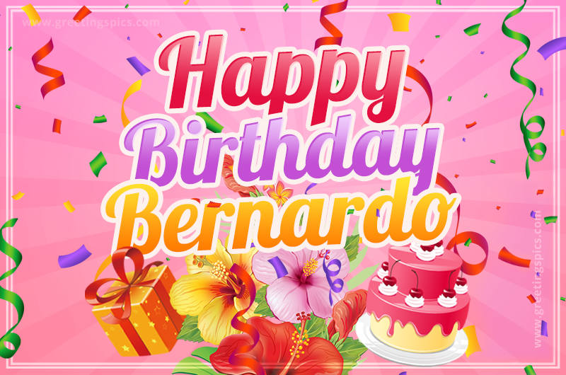 Beautiful Birthday Card for Bernardo with pink background