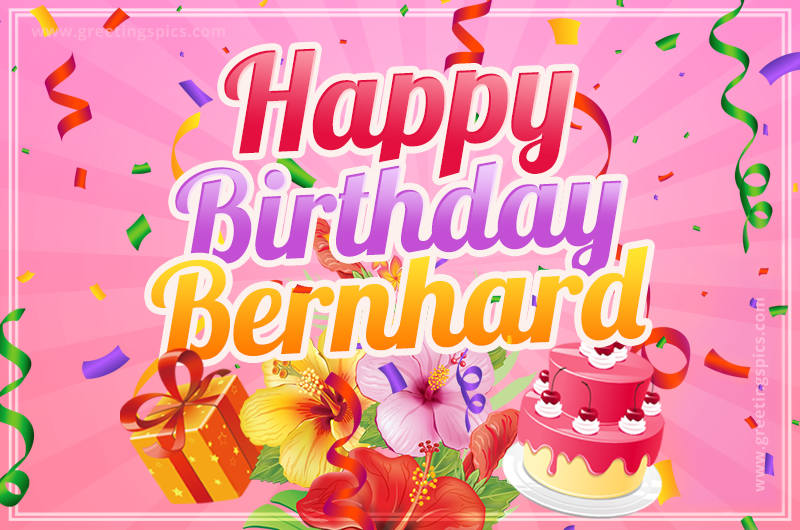 Beautiful Birthday Card for Bernhard with pink background