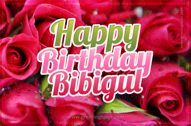 Happy Birthday Bibigul beautiful Image with red roses