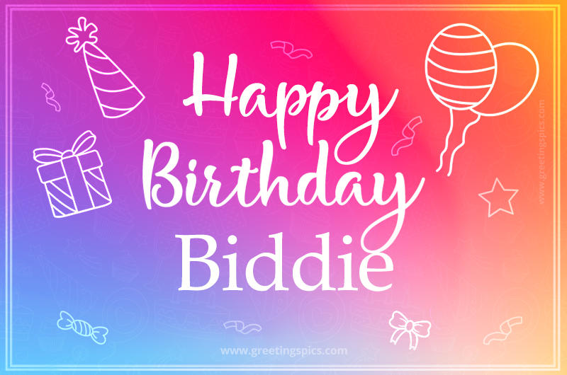 Colorful Happy Birthday Card For Biddie