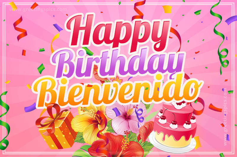 Beautiful Birthday Card for Bienvenido with pink background