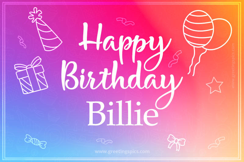 Colorful Happy Birthday Card For Billie