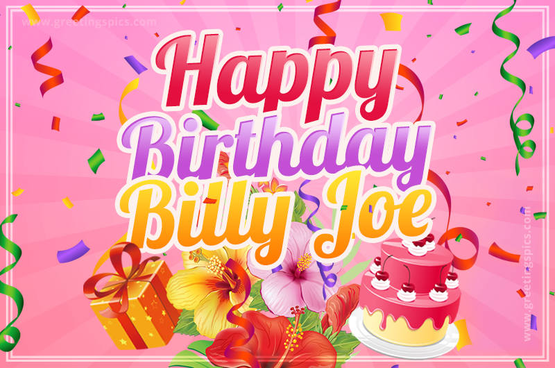 Beautiful Birthday Card for Billy Joe with pink background