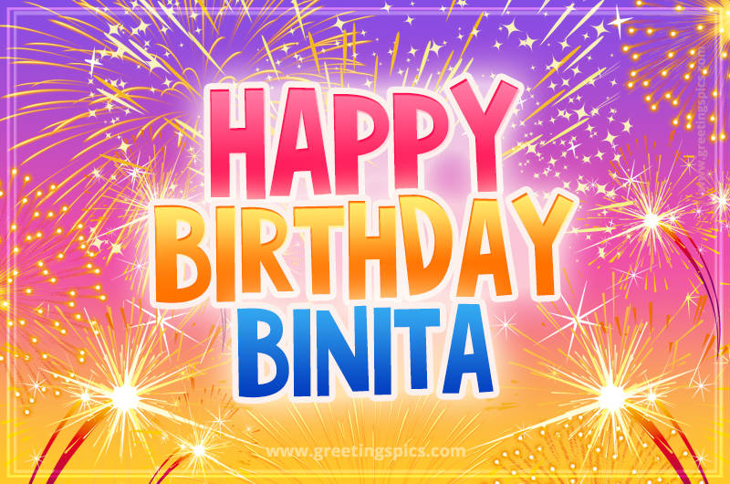 Happy Birthday Binita Picture with fireworks