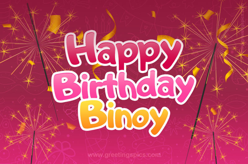 Happy Birthday Binoy Image with sparklers