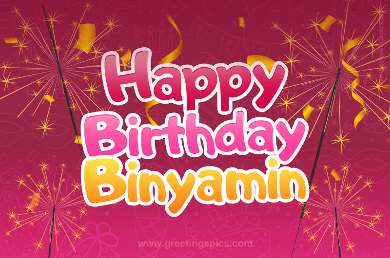 Happy Birthday Binyamin Image with sparklers