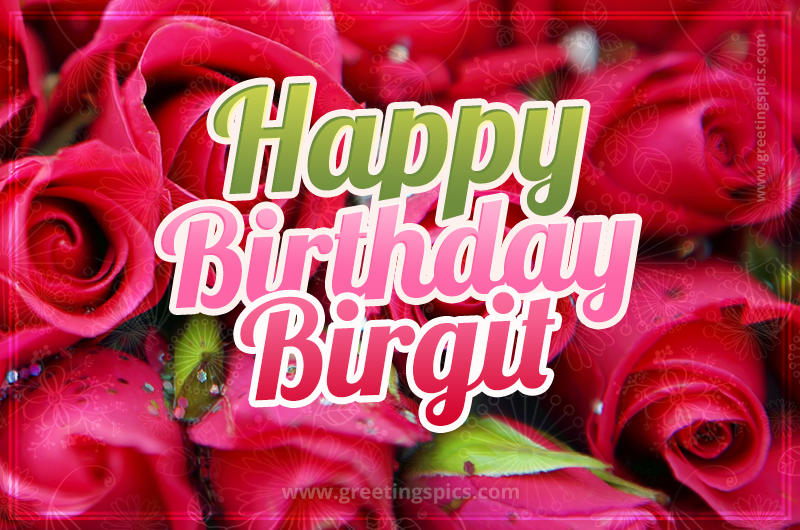 Happy Birthday Birgit beautiful Image with red roses