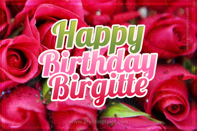 Happy Birthday Birgitte beautiful Image with red roses