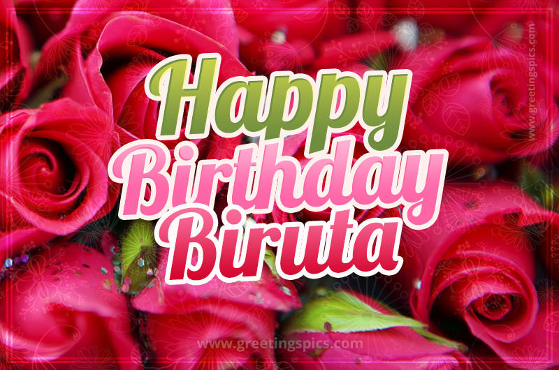 Happy Birthday Biruta beautiful Image with red roses