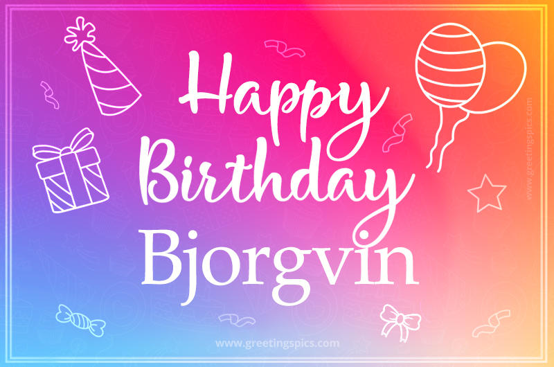 Colorful Happy Birthday Card For Bjorgvin