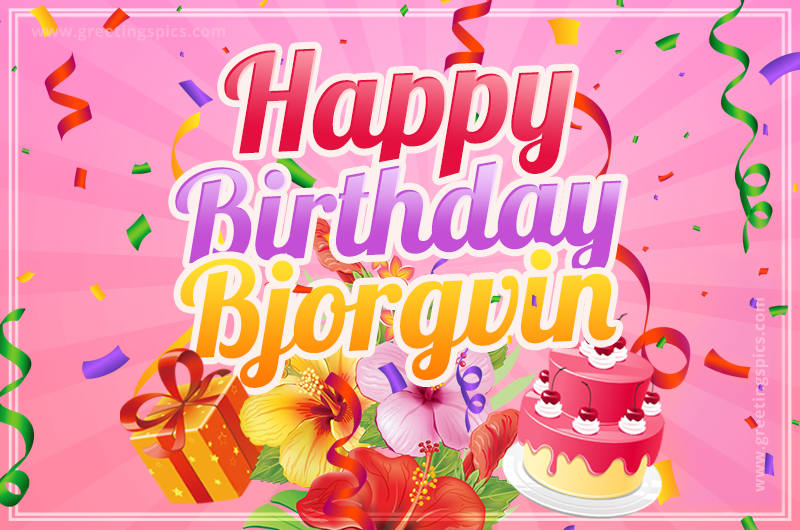 Beautiful Birthday Card for Bjorgvin with pink background