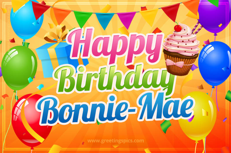 Happy Birthday Bonnie-Mae eCard with gift box and cupcake