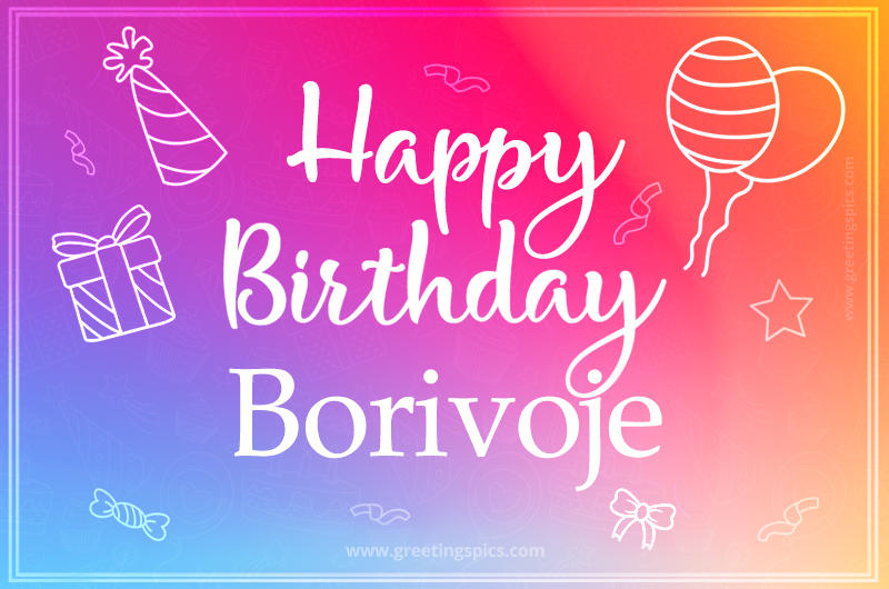 Colorful Happy Birthday Card For Borivoje