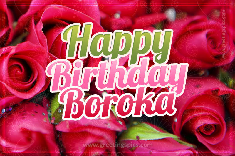 Happy Birthday Boroka beautiful Image with red roses