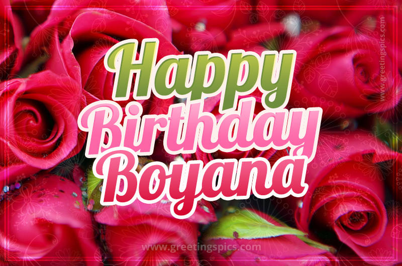 Happy Birthday Boyana beautiful Image with red roses