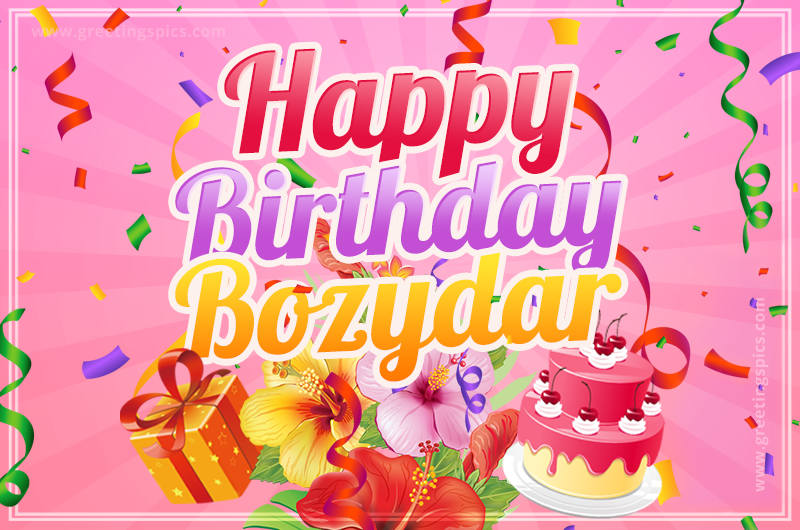 Beautiful Birthday Card for Bozydar with pink background