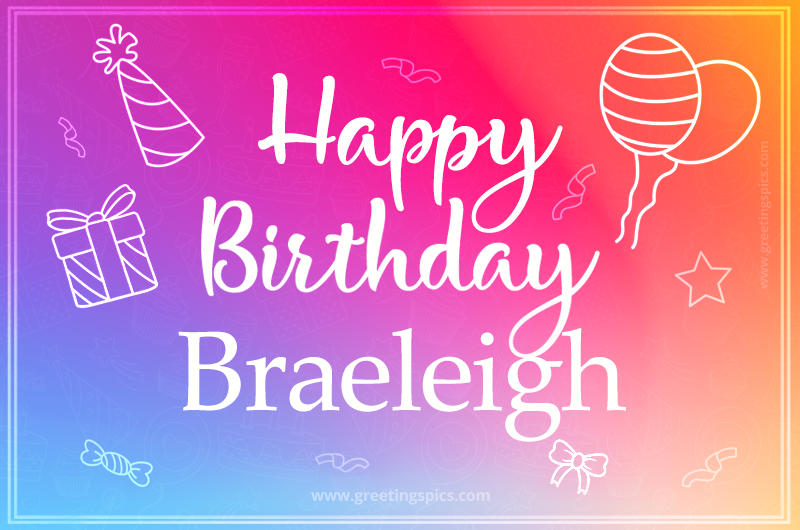 Colorful Happy Birthday Card For Braeleigh