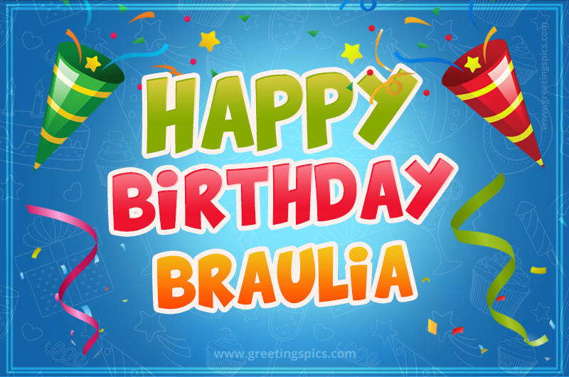 Happy Birthday Braulia picture with confetti and party poppers