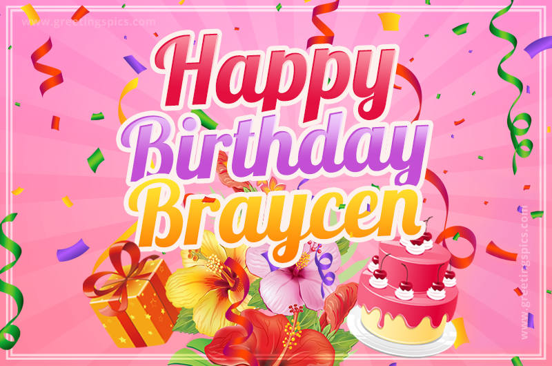 Beautiful Birthday Card for Braycen with pink background