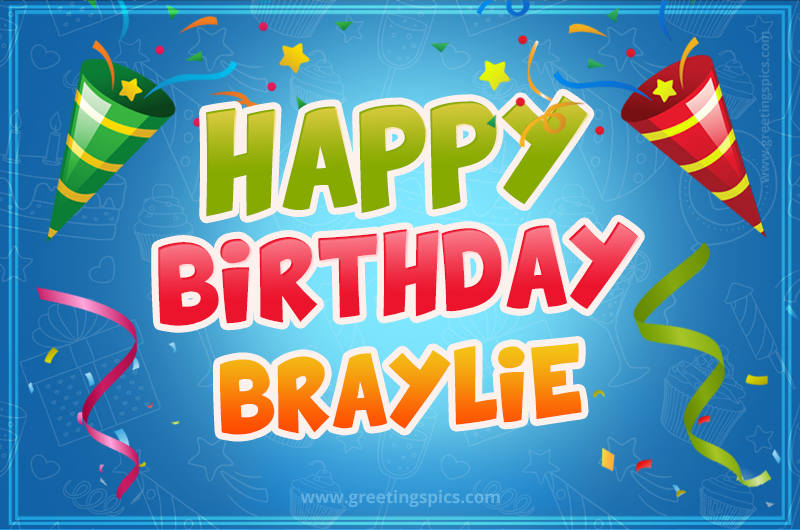 Happy Birthday Braylie picture with confetti and party poppers