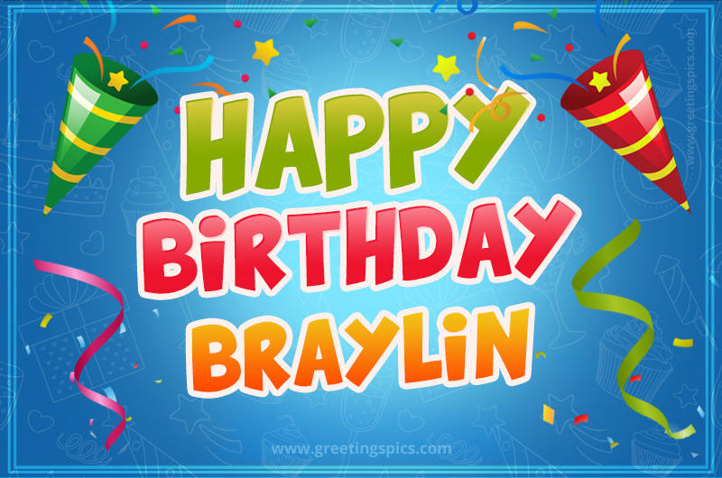 Happy Birthday Braylin picture with confetti and party poppers