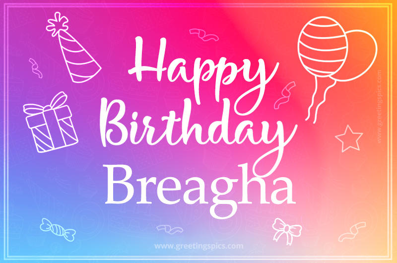 Colorful Happy Birthday Card For Breagha