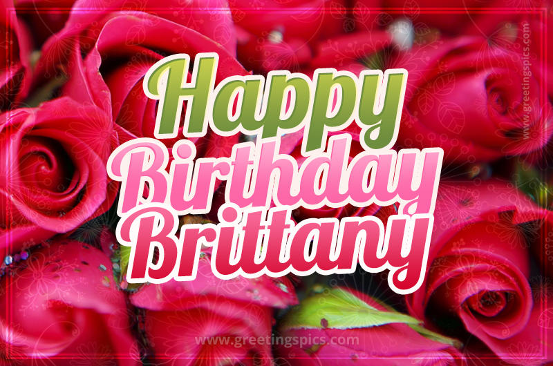 Happy Birthday Brittany beautiful Image with red roses