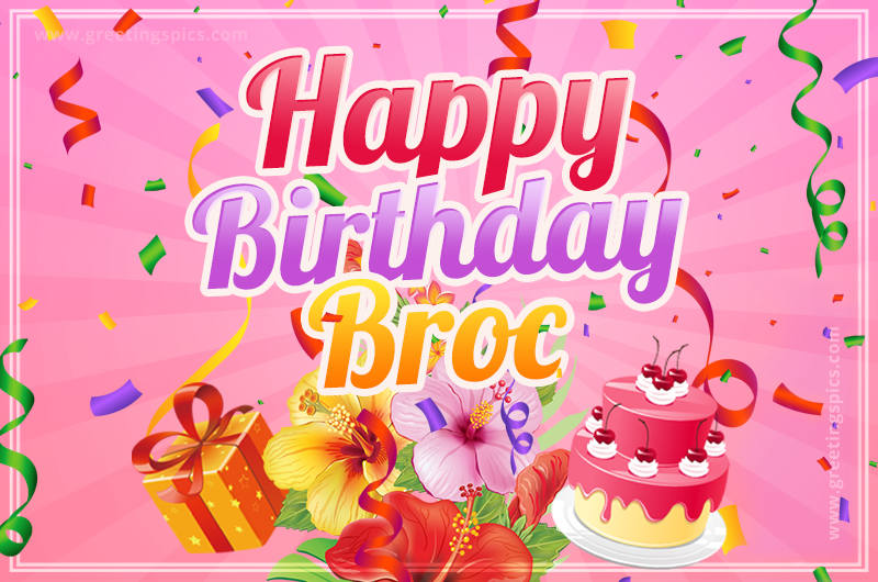 Beautiful Birthday Card for Broc with pink background