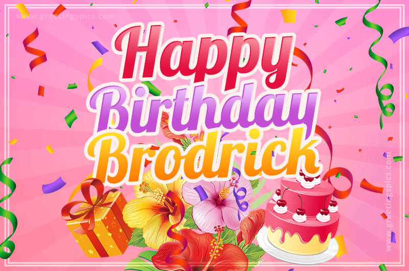 Beautiful Birthday Card for Brodrick with pink background