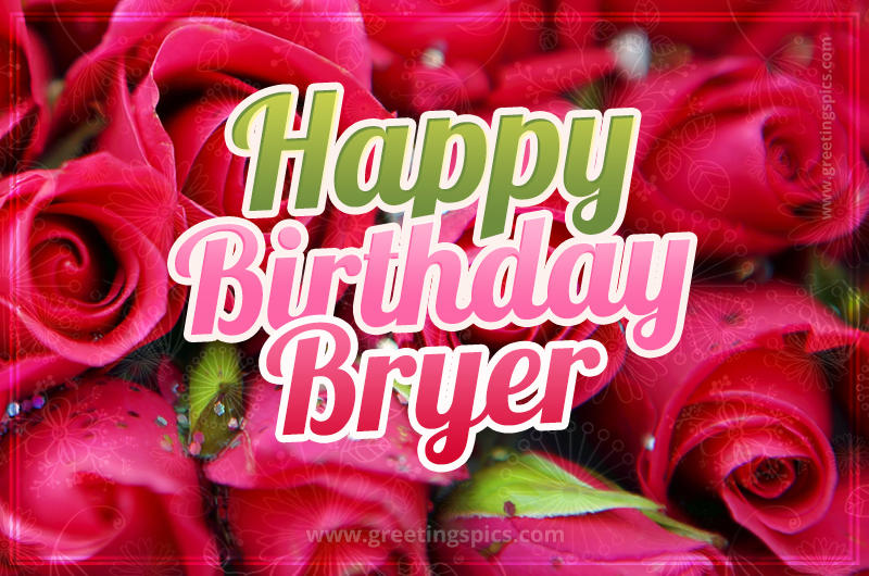 Happy Birthday Bryer beautiful Image with red roses