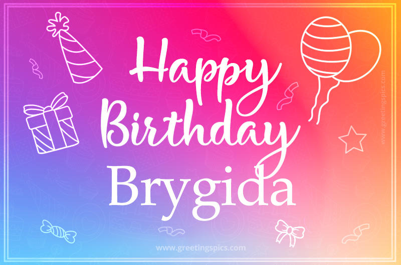 Colorful Happy Birthday Card For Brygida