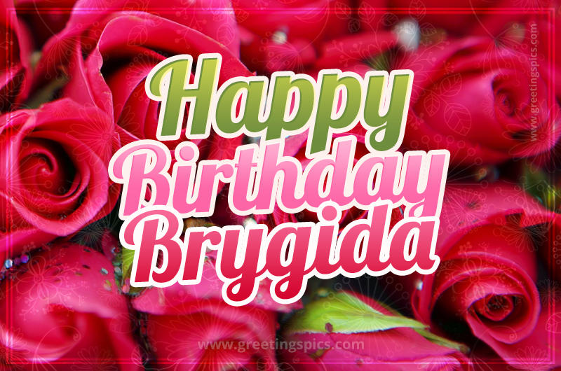 Happy Birthday Brygida beautiful Image with red roses