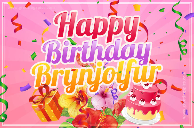 Beautiful Birthday Card for Brynjolfur with pink background