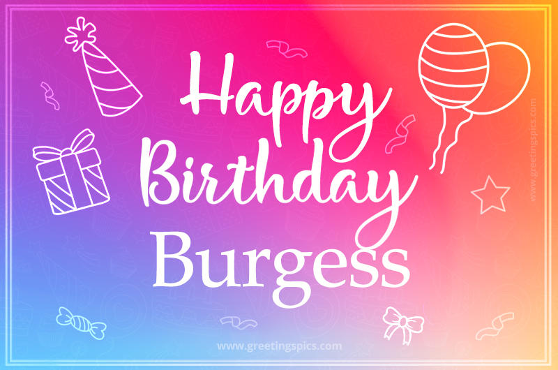 Colorful Happy Birthday Card For Burgess