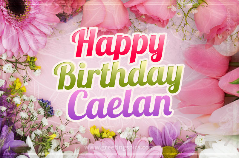 Happy Birthday Caelan Picture with beautiful flowers