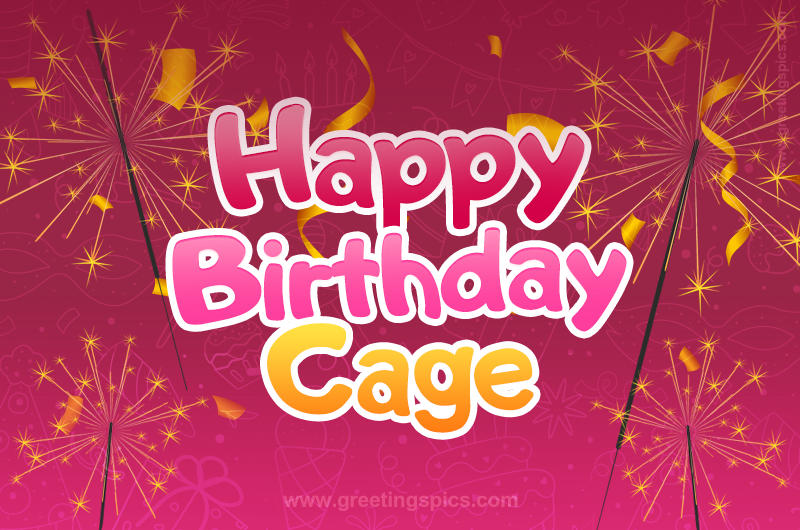 Happy Birthday Cage Image with sparklers