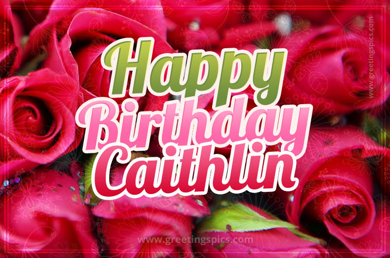 Happy Birthday Caithlin beautiful Image with red roses