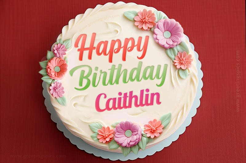 Happy Birthday Caithlin Cake Image With Name