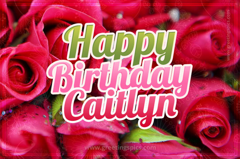 Happy Birthday Caitlyn beautiful Image with red roses