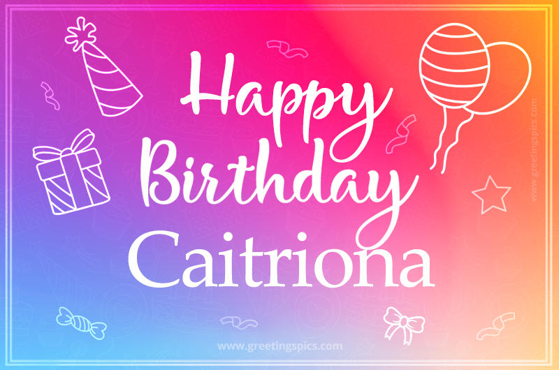 Colorful Happy Birthday Card For Caitriona