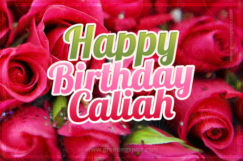 Happy Birthday Caliah beautiful Image with red roses